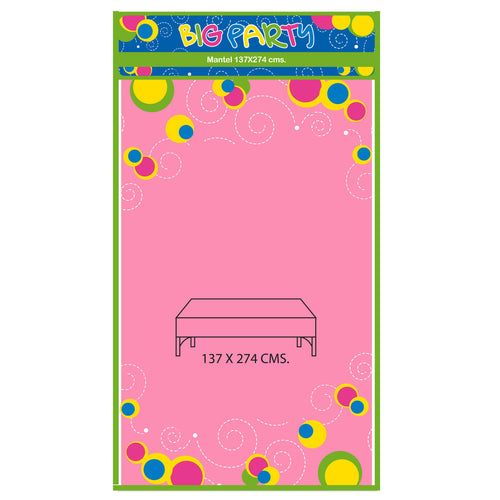 Mantel Desechable Color Rosado 137 X 274 Cm 94 Gr Big Party