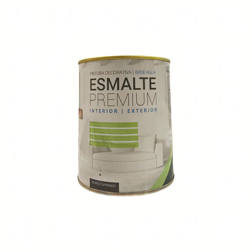 ESMALTE AL AGUA SATINADO PREM BLCO 1/4GL