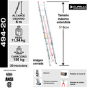 Escalera De Aluminio Telescopica 20 Peldaños Cuprum