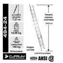 Escalera De Aluminio Telescopica 24 Peldaños Cuprum
