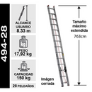 Escalera De Aluminio Telescopica 28 Peldaños 150 Kg. Cuprum