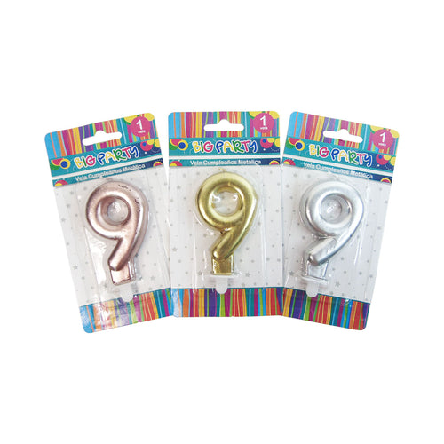 Vela Metalica Gold/Silver/Rose Gold N°9 Big Party