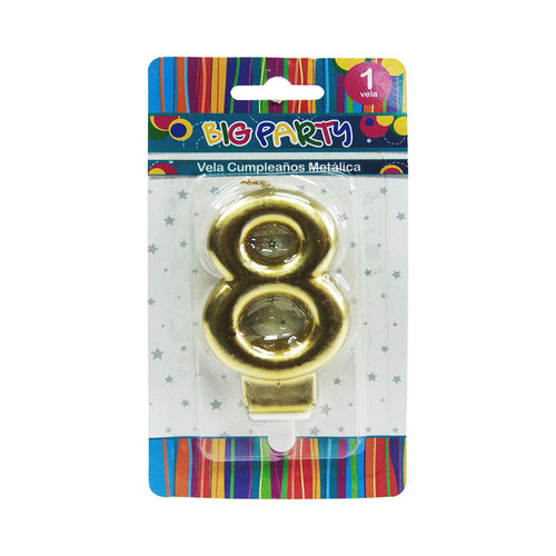 Vela Metalica Gold/Silver/Rose Gold N°8 Big Party