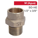 Terminal Bronce So/He 1/2" X 3/8" 1U