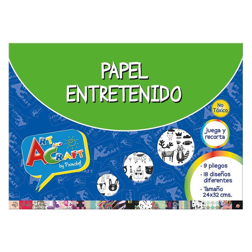 Carpeta Con Papel Entretenido 24 X 32 Cm 9 Hojas 18 Diseños