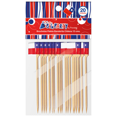 Brocheta Paleta Con Bandera 20 Unidades 15Cm Big Party Eco