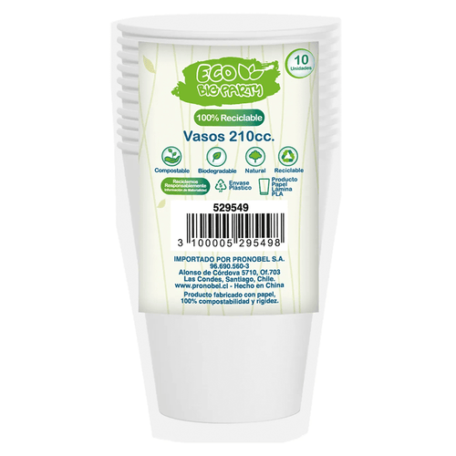 Vaso 200 Cc Plastico Ecologico 10 Un Big Party