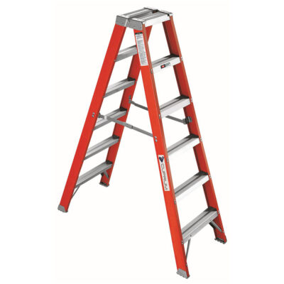 Escalera Fibra Vidrio Tijera Doble Acceso 6 Peldaños Cuprum