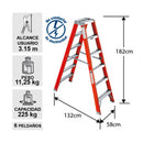 Escalera Fibra Vidrio Tijera Doble Acceso 6 Peldaños Cuprum