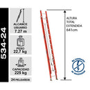Escalera Fibra Vidrio Telescopica 24 Peldaños Cuprum