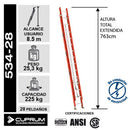 Escalera Telescopica Fibra De Vidrio 28 Peldaños Cuprum