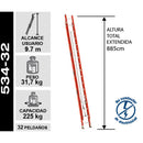 Escalera Fibra Vidrio Telescopica 8.84 M. Cuprum