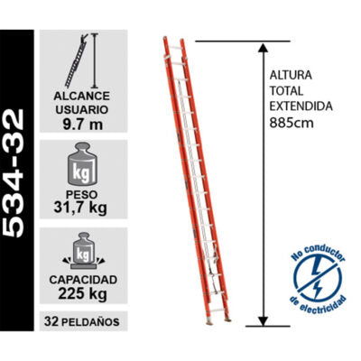 Escalera Fibra Vidrio Telescopica 8.84 M. Cuprum