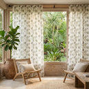 Cortina Tela 140X230Cm Tropical Toi Blanco/Verde