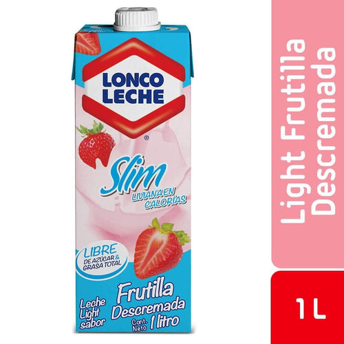 Leche Frutilla Light Descremada 1 LT LONCOLECHE 
