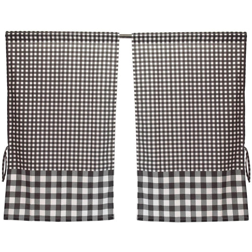 Cortina Cocina Cuadrille Negro 2 Paños 70X115 Cm