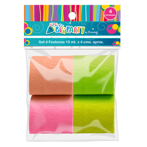 Set 4 Festones Color Neon Big Party