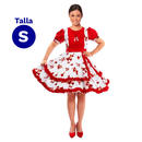 Vestido Huasa Chinita Floreado Rojo y Blanco Talla S Fiestamania