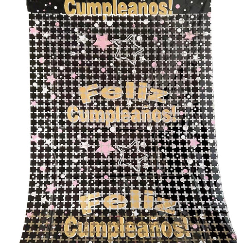 Cortina Negra Feliz Cumpleaños 2 Metros Big Party