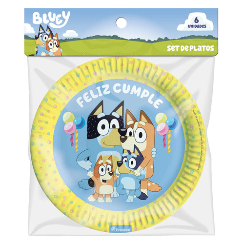 Set 6 Platos De Carton 18 Cm Bluey