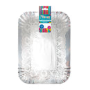 Bandeja Rectangular Plateada 25 X 35 Cm Con Blonda Big Party
