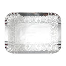 Bandeja Rectangular Plateada 29 X 39 Cm Con Blonda Big Party