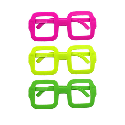 Lentes Fiestas Fluor Cuadrado 3 Unidades Big Party