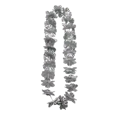 Collar Hawaiano Plateado 4 Unidades Big Party