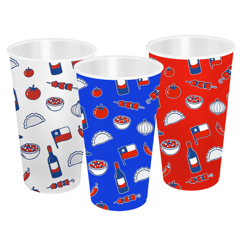 Vasos Reutilizables Fiestas Patrias 480 Ml 3 Unidades Carnaval On Line