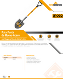 PALA PUNTA DE HUEVO ACERO CON MANGO DE FIBRA DE VIDRIO 1,02M INGCO HSSLH05