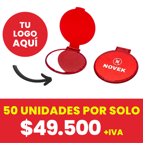 Espejo Economico De Bolsillo ( Rojo, Impresion Full Color)