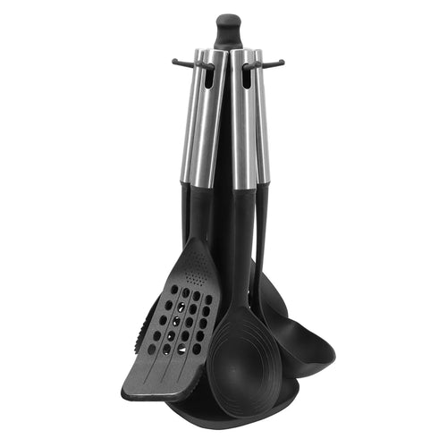 Set 6 Utensilios Con Base Silver Nylon