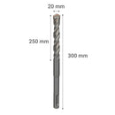 Broca Sds Plus 3 Para Concreto 20X250X300 Mm
