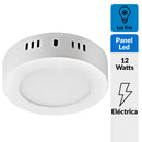 Panel Led Redondo Sobrepuesto 12W Luz Fria
