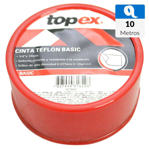 Teflon 3/4 Pulgadas 10 M Blanco/Rojo