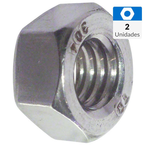 Tuerca Hexagonal Inoxidable Unc 3/8 2Unid