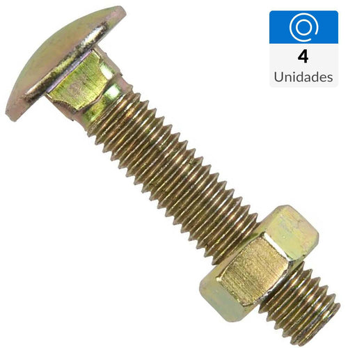 Perno Coche Con Tuerca 1/4 X 2 1/2 Zincado Amarillo 4Unid