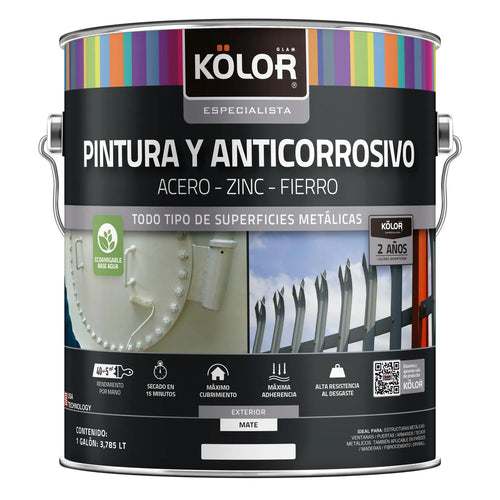 Pintura Y Anticorrosivo Base Agua Lata 1 Galon(Es) Mate Cafe