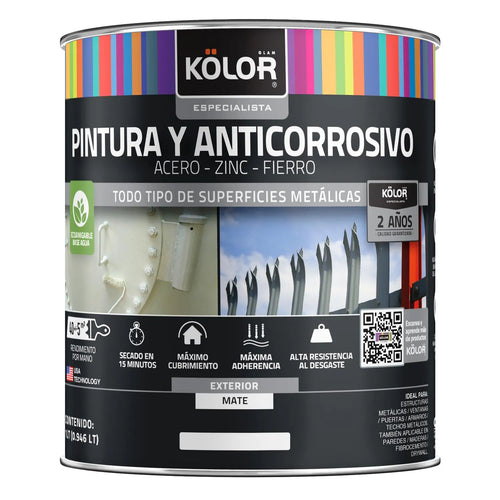 Pintura Y Anticorrosivo Base Agua Tarro 0.25 Galon(Es) Mate Verde