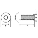 Perno Cabeza Boton M4 X 16 Mm C/Tuerca Pavonado Negro 3U