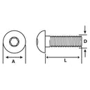 Perno Cabeza Boton M2 X 16 Mm C/Tuerca Pavonado Negro 4U