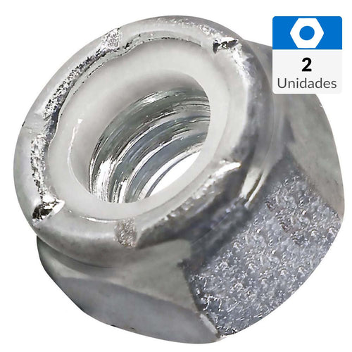Tuerca Hexagonal C/Seguro Nylon Metrica M6-1.0 Zincada 2 Unid