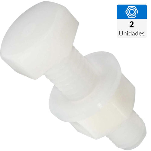 Perno Hexagonal De Nylon Con Tuerca Y Golilla M8 X 50 Mm 2 Unid