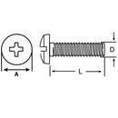 Perno Cabeza Pan Phillip De Nylon Con Tuerca M4 X 15 Mm 2 Unid