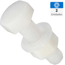 Perno Hexagonal De Nylon Con Tuerca Y Golilla M8 X 25 Mm 2 Unid