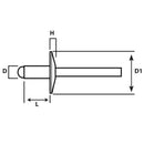 Remache Tipo Pop Aluminio M4,8X27Mm 5Un
