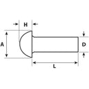 Remache Aluminio Cabeza Redonda M3 X 19 Mm 5 Unid