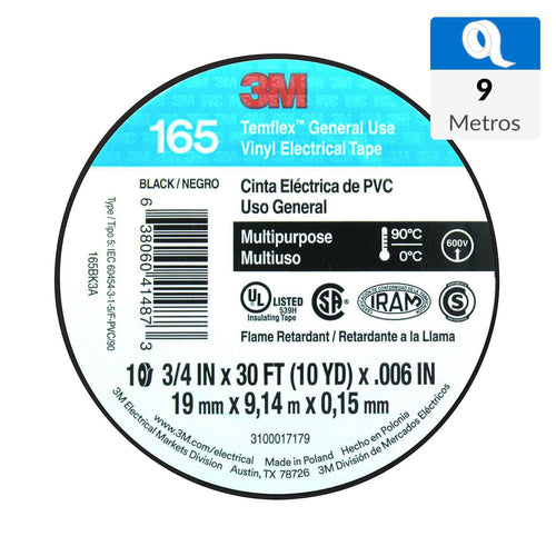 Cinta Aisladora Electrica Uso General 19 Mm X 9 M Negra