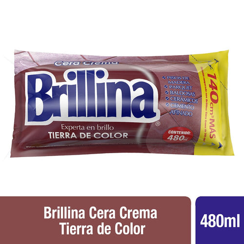 Cera Crema Sachet Tierra De Color 480Cc BRILLINA 