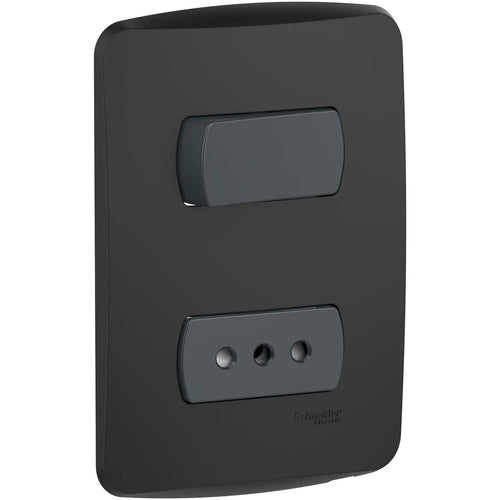 Placa Miluz Armada Int 9/12+Toma10A Grafito